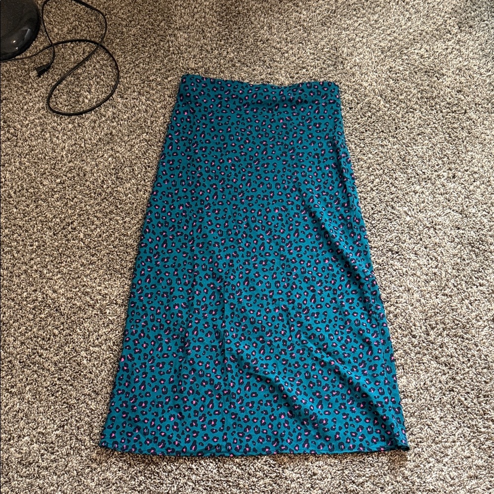 Elodie Teal Leopard Print Pencil Skirt